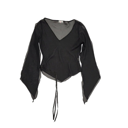 Kube Y2k Black 3/4 Sleeve Blouse Uk Women's size 12