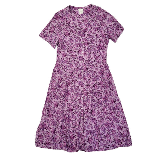 90s Vintage Classics Lilac & Purple Floral Dress Women's Size 12