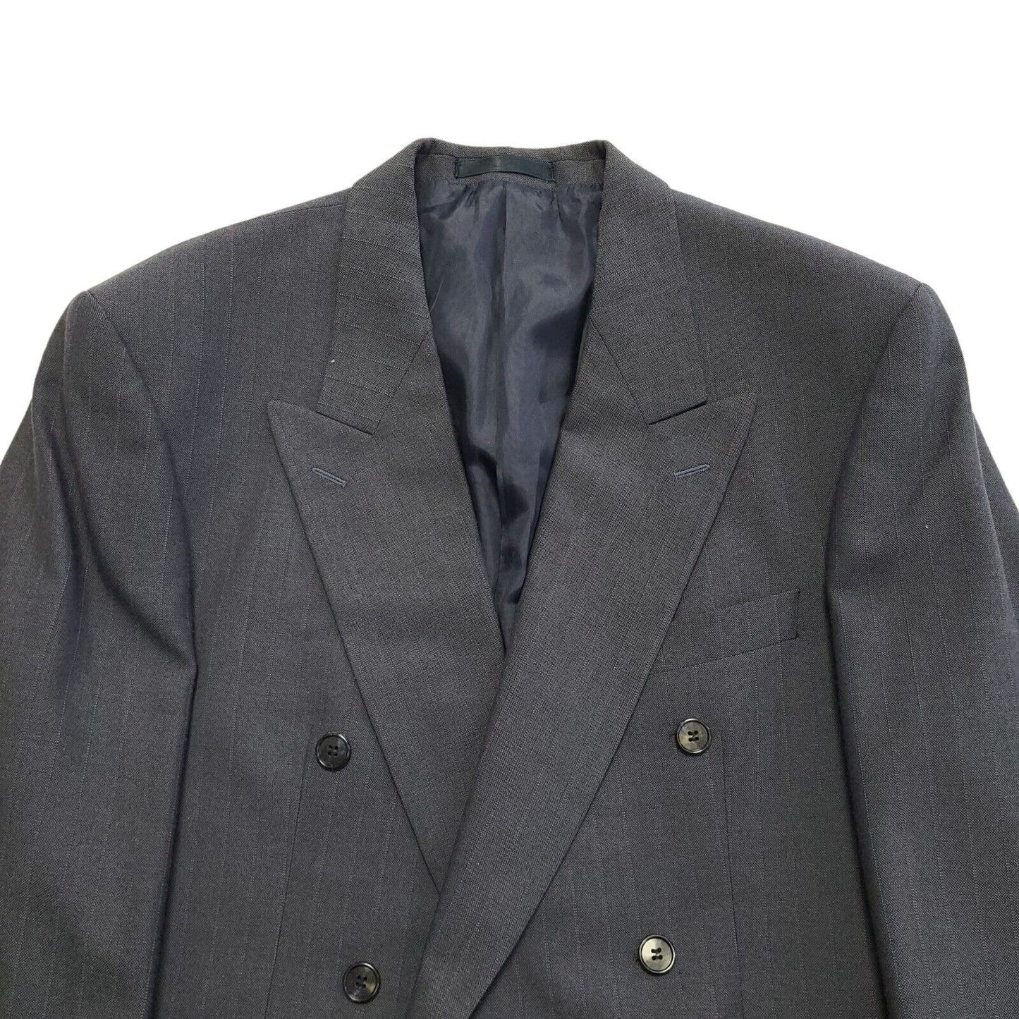 St Michael Vintage 70s Blue Striped Wool Blend Suit Jacket Uk Men's Size L 42"