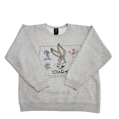 Warner Bros Bugs Bunny Print 90s Vintage Grey Sweatshirt Women's Size M