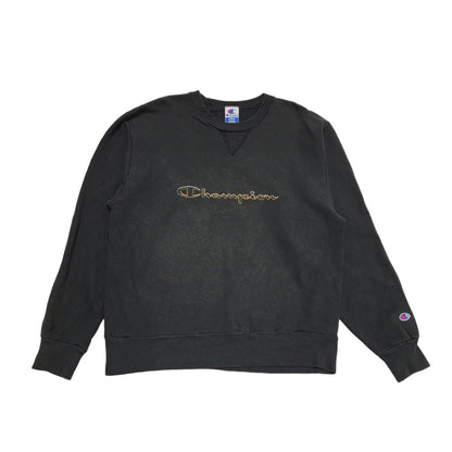 Champion USA Black Crew Neck Y2k Sweatshirt Uk Men's Size Large