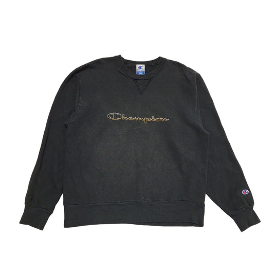 Champion USA Black Crew Neck Y2k Sweatshirt Uk Men's Size Large