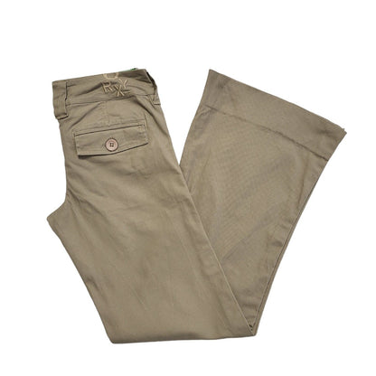 Roxy Vintage 90's Beige Bootcut Cotton Trousers Uk Women's Size XS W24 L29