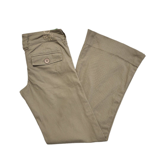 Roxy Vintage 90's Beige Bootcut Cotton Trousers Uk Women's Size XS W24 L29
