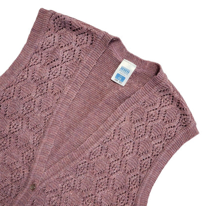 BHS Pink 80s Vintage Sleeveless Button Cardigan Uk Women's Size 16