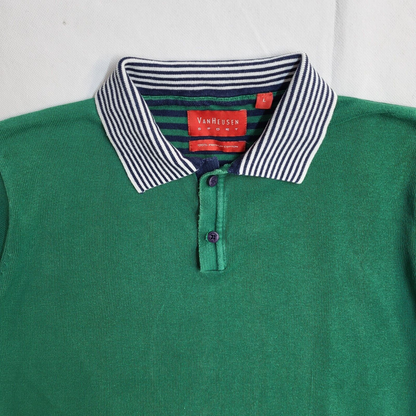Van Heuson Y2K Green Short Sleeve Polo Top Men's UK Size L