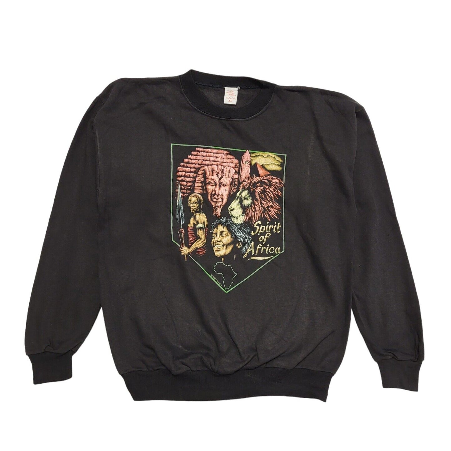 Spirt Of Africa 80s Vintage Black Round Neck Sweatshirt Uk Women's Size XL
