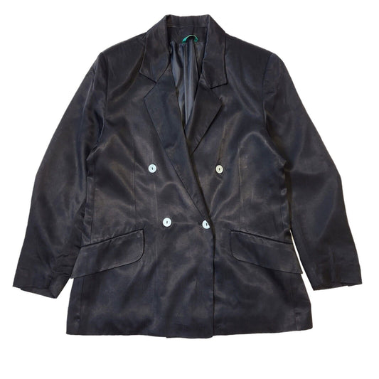 Canda C&A 80s Vintage Black Double Breasted Blazer Jacket Women's Size 16