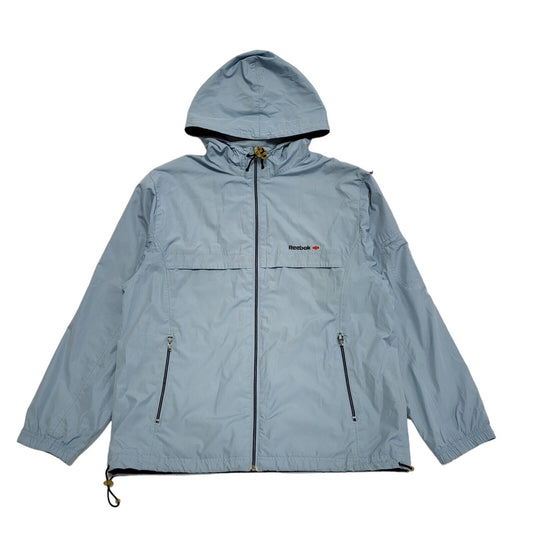 Reebok 90s Vintage Light Blue Zip Up Hooded Sports Jacket Women's Size L