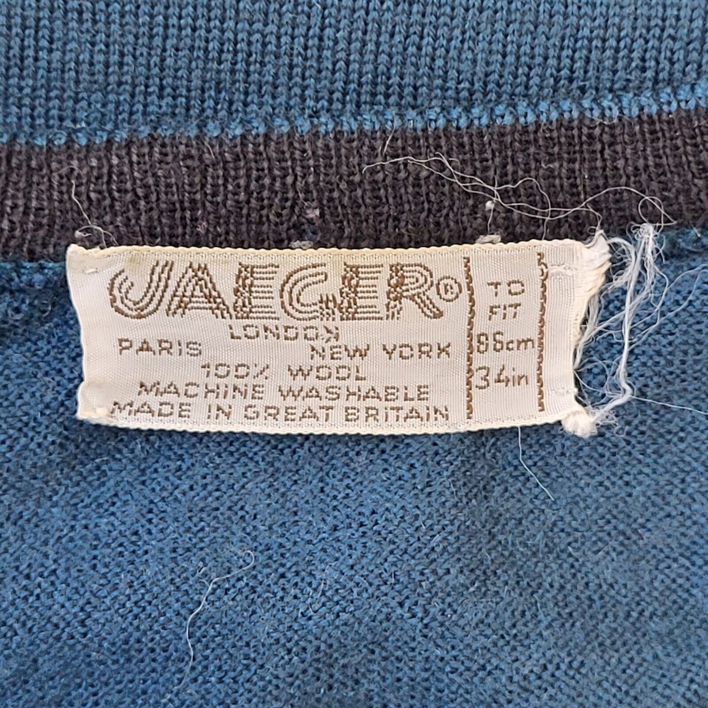 Jeager 70s Vintage Green Thin Knit Wool Jumper Men's Size XS