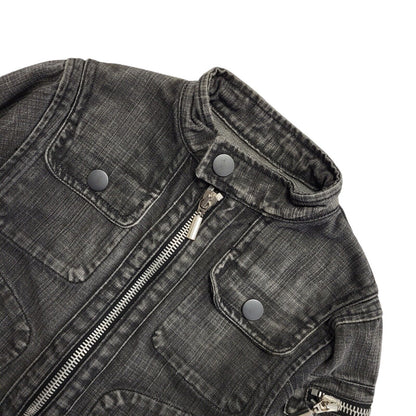 DKNY Grey Zipped Denim Jacket Uk Girl's Size Age 8 Years