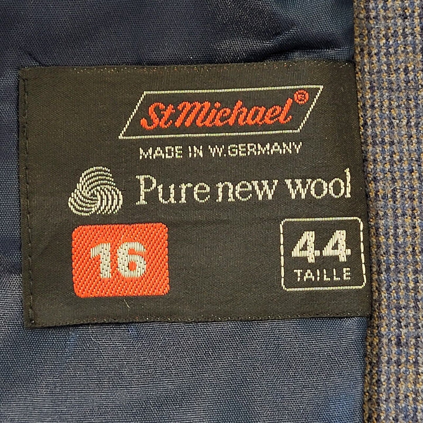St Michael Vintage 70s Blue Wool Suit Jacket Mens Size 44.