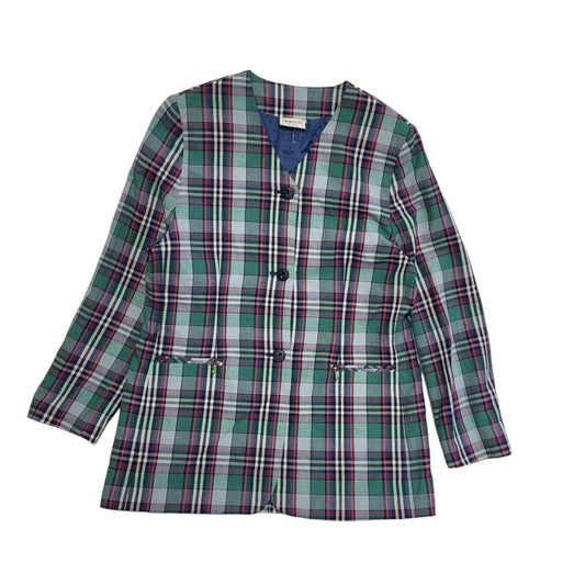 Cappuccini 80s Vintage Blue Check Jacket Uk Women's Size 14