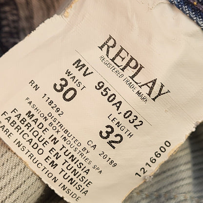 Replay 90s Vintage Blue Straight Denim Jeans Men's Size S W30 L32