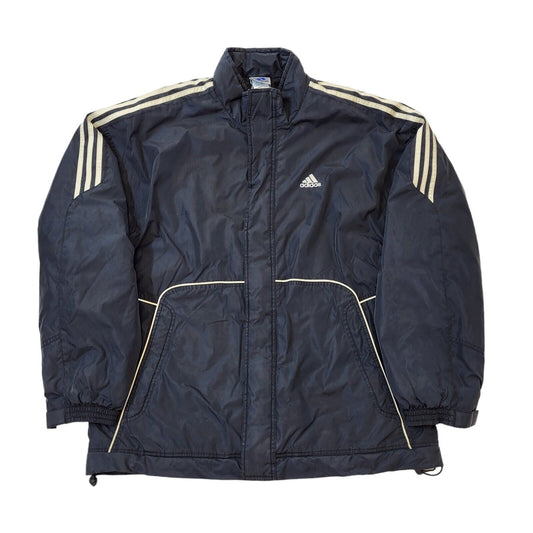 Adidas 90s Vintage Black Over-sized Windbreaker Coat Men's Size 2XLarge