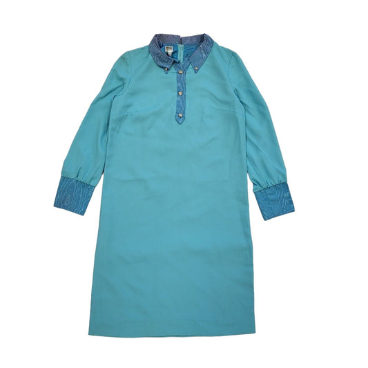 Rhonel Vintage 60s Turquoise Long Sleeve Tunic Dress Women's Size 12