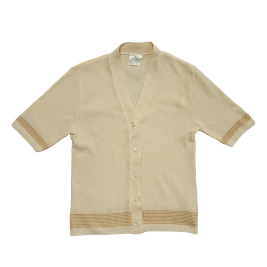 Vintage 90's Cream Button Front Short Sleeve Cardigan Womens UK 12-14