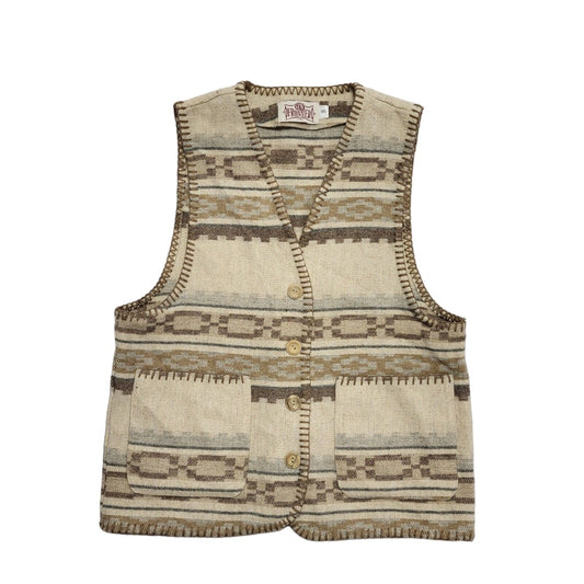New Frontier 90s Beige Button Wool Blend Waistcoat Uk Women's Size Small