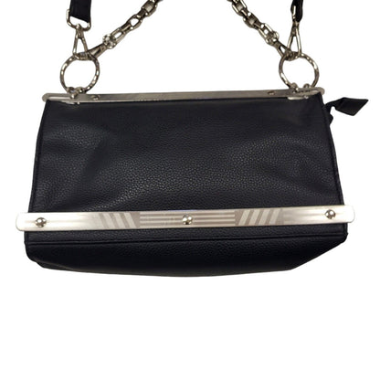 Maniere De Voir Vintage Black Leather Shoulder Bag Uk Women's Size  10" x 6"