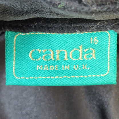 Canda C&A 90s Vintage Black Zipped Velvet Skirt Women's Size 16 W34