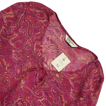 Dorothy Perkins Vintage 90s Pink Paisley 3/4 Sleeve Blouse BNWT Womens UK 14