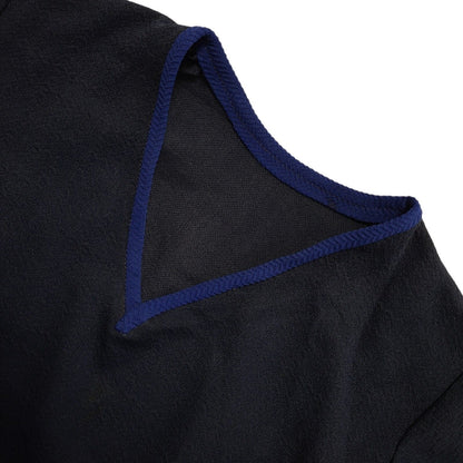 70s Vintage Navy Blue V-Neck Short Sleeve Mini Dress Women's 10