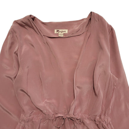 Monsoon Y2K Pink Long Sleeve Tie Front Silk Cardigan Womens UK 12