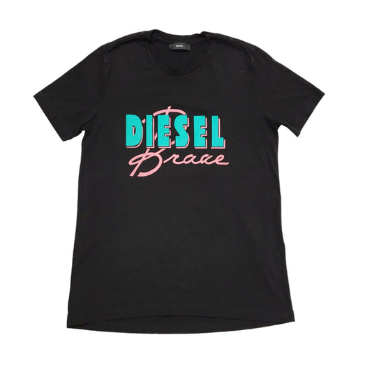 Diesel Black Graphic Print Crew Neck T-Shirt Uk Men's Size XL
