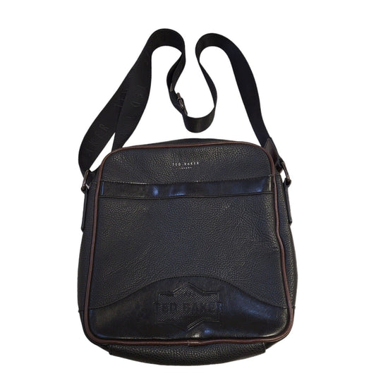 Ted Baker Black Brown Messenger Cross Body Bag 12"x 12"