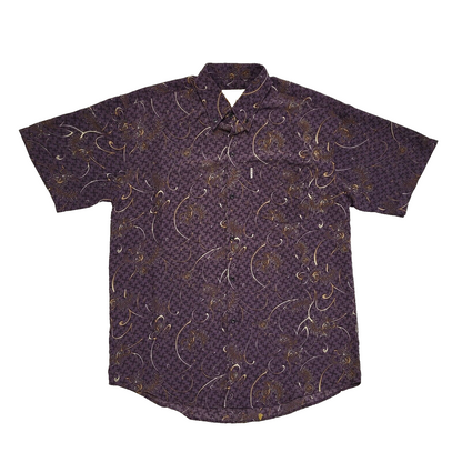 Boat Vintage 90's Purple Abstract Short Sleeve Shirt Men's UK XL