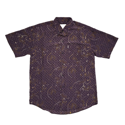 Boat Vintage 90's Purple Abstract Short Sleeve Shirt Men's UK XL