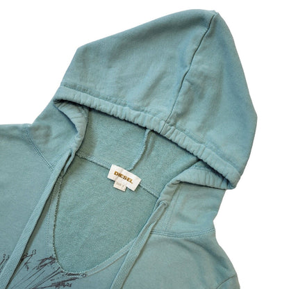 Diesel Y2K Vintage Mint Green 3/4 Sleeve Hoodie Women's Size Small