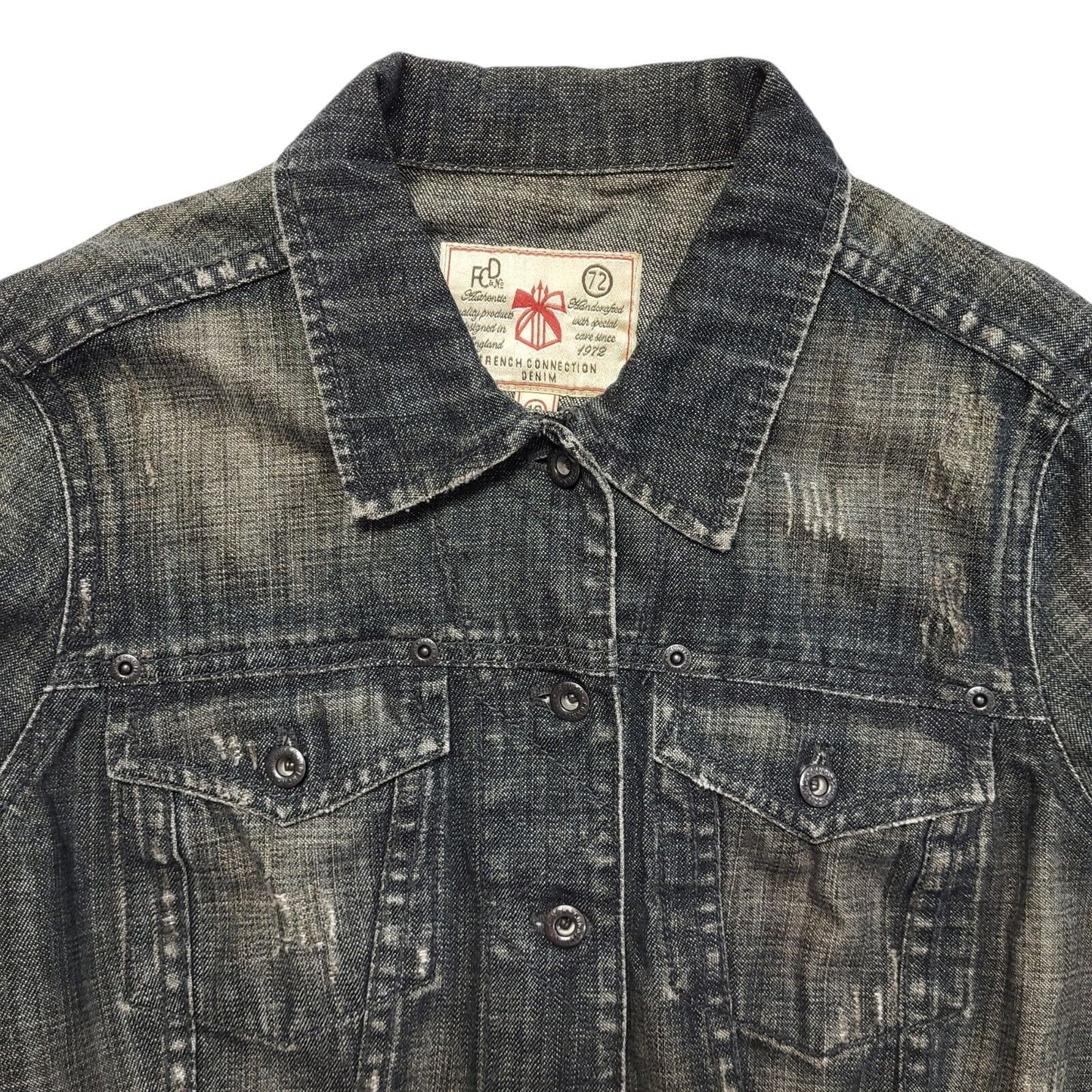 French Connection Blue 90s Vintage Button Denim Jacket Uk Women's Size 10