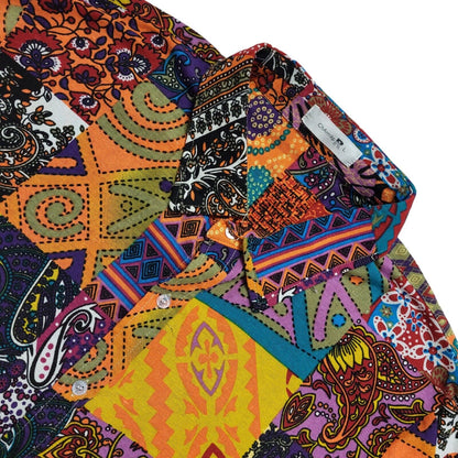 Charmkprl Vintage 90's Multicoloured Floral Short Sleeve Shirt Mens UK M