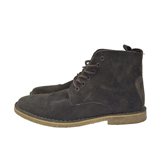Asos Faux Leather Grey Lace-Up Lined Boots Uk Men's Size 9