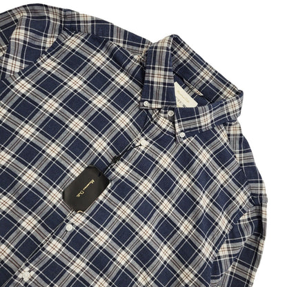 Massimo Dutti 90's Vintage BNWT Blue & White Check Long Sleeve Shirt Mens UK XL