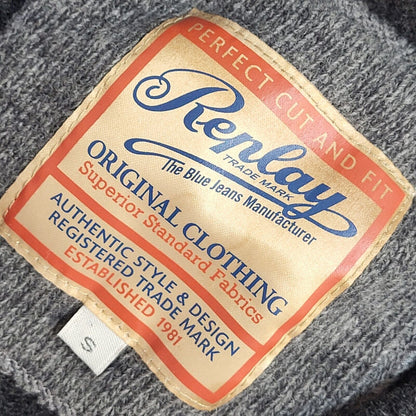 Replay Vintage 90's Dark Grey V-Neck Jumper UK Men's Size Small