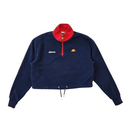 Ellesse Navy Blue & Red Cropped Sports Fleece Women's 4 XXS