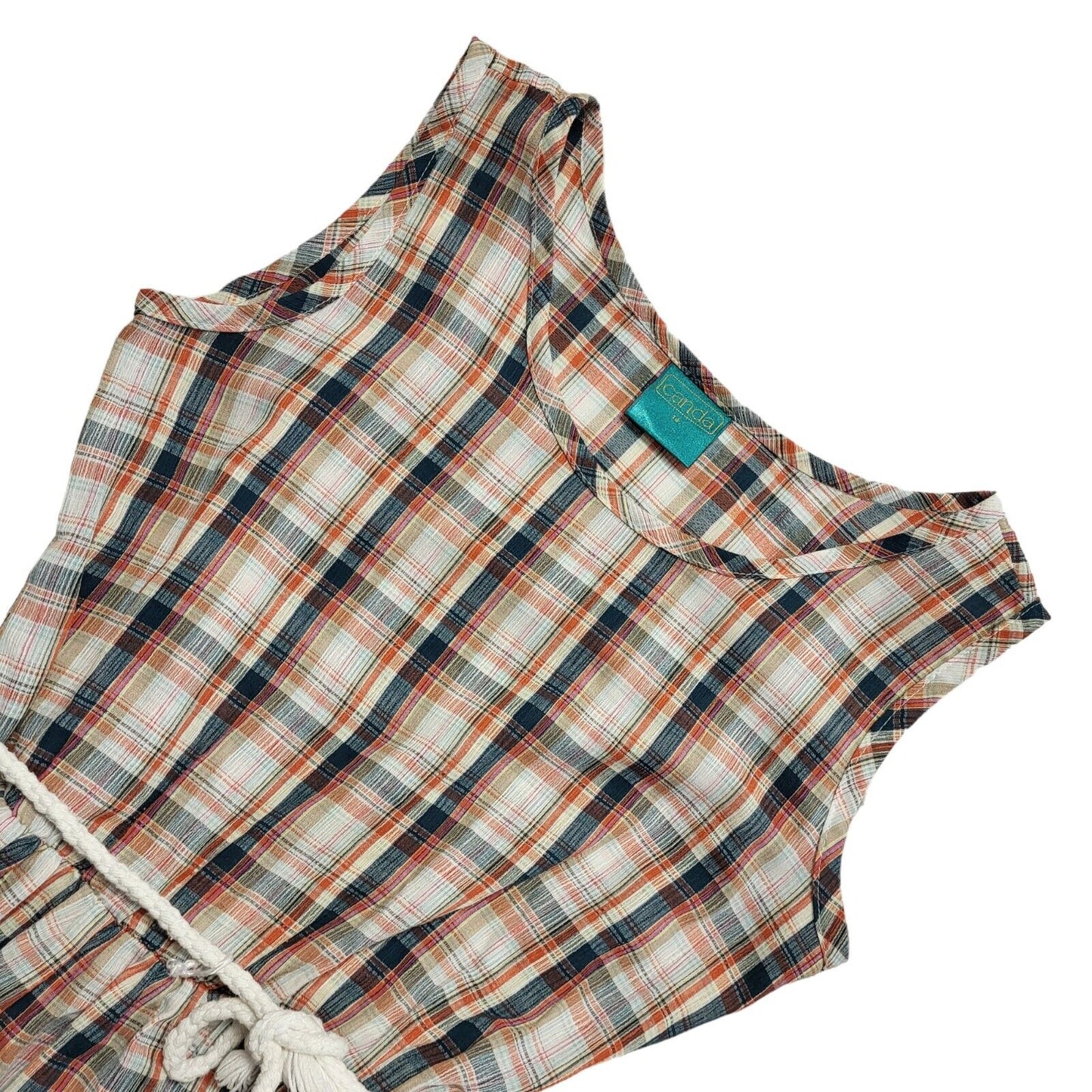 Canda Vintage 90s Pink Check Fit & Flare Dress Uk Women's Size 14 W32