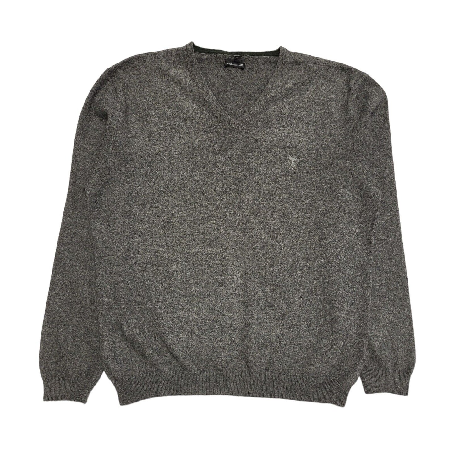 Vintage Grey V-Neck Y2k Cashmere Silk Jumper Uk Men's Size XL