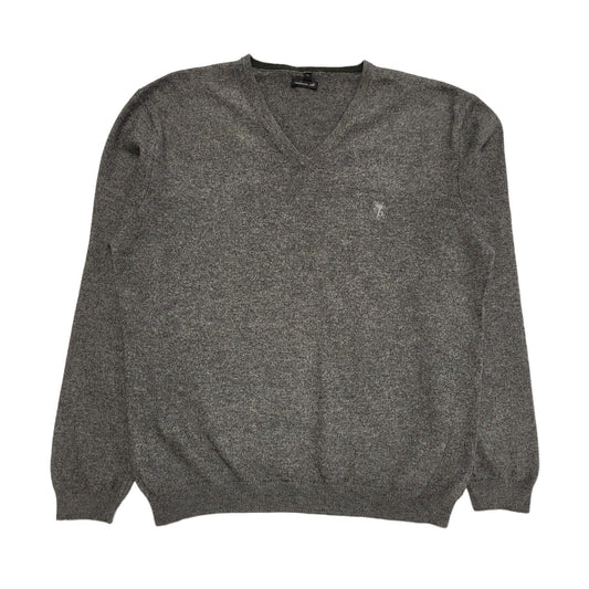 Vintage Grey V-Neck Y2k Cashmere Silk Jumper Uk Men's Size XL