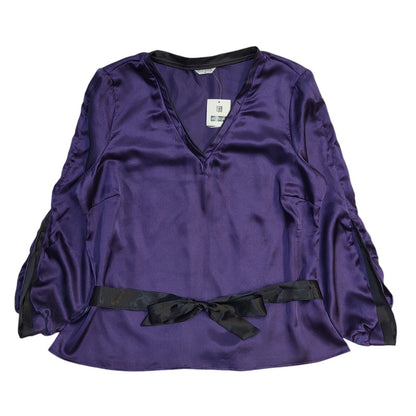 Editions Vintage Y2K V-Neck Purple Satin Long Sleeve Top BNWT Women's UK 16