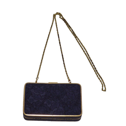 Kaiko Navy Blue Clasp Rectangle Micro Hand Bag Uk Women's Size 6" x 4"