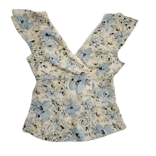 Bay Y2K floral top with a tie back detail White Blouse Top Women's Uk 16