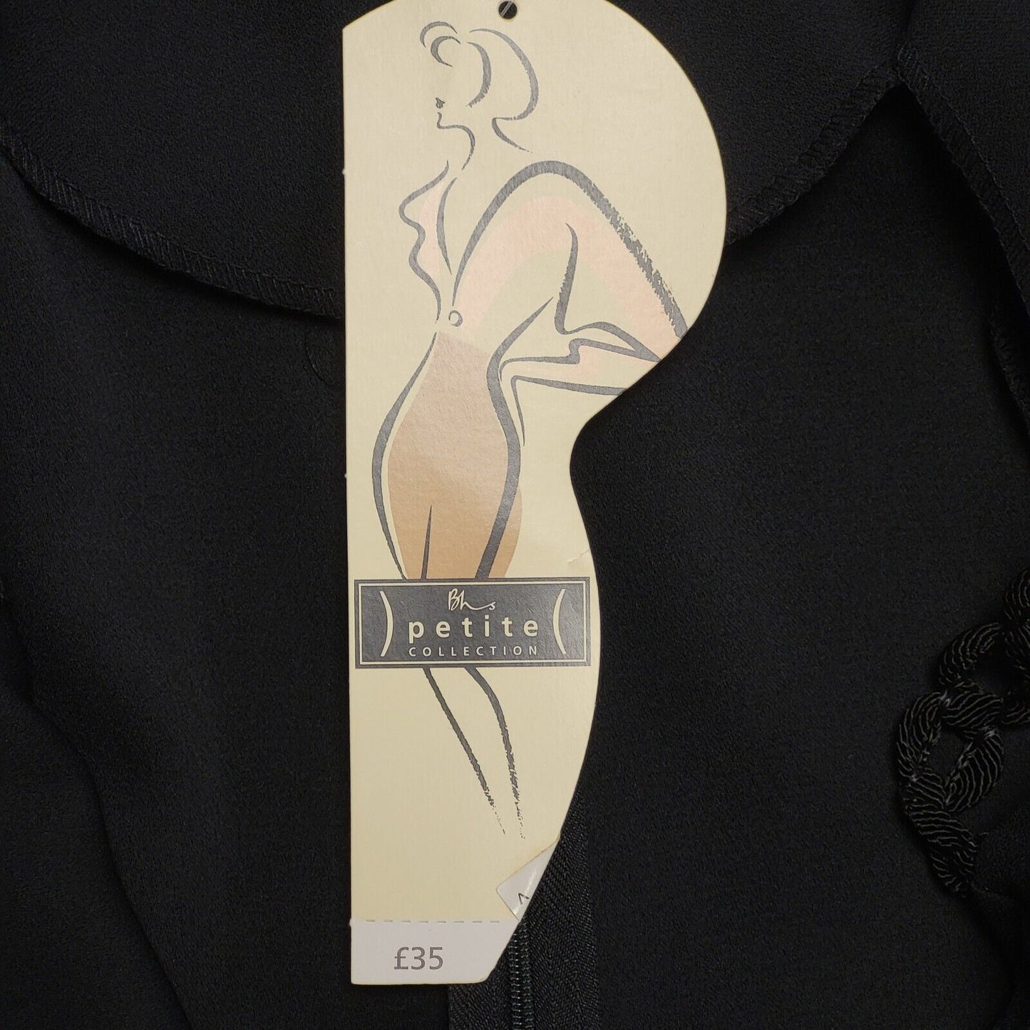 Vintage Bhs 90s Petites Black Fit & Flare Dress Womens BNWT  UK 16