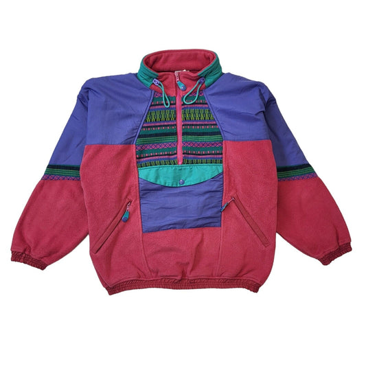 90s Vintage 1/4 Zip Pink & Purple Pullover Fleece Women's Size XL