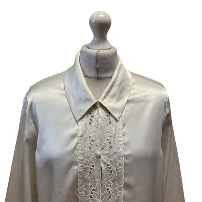 Marks & Spencer 90s Vintage White Long Sleeve Night Shirt Women's Size 12-14