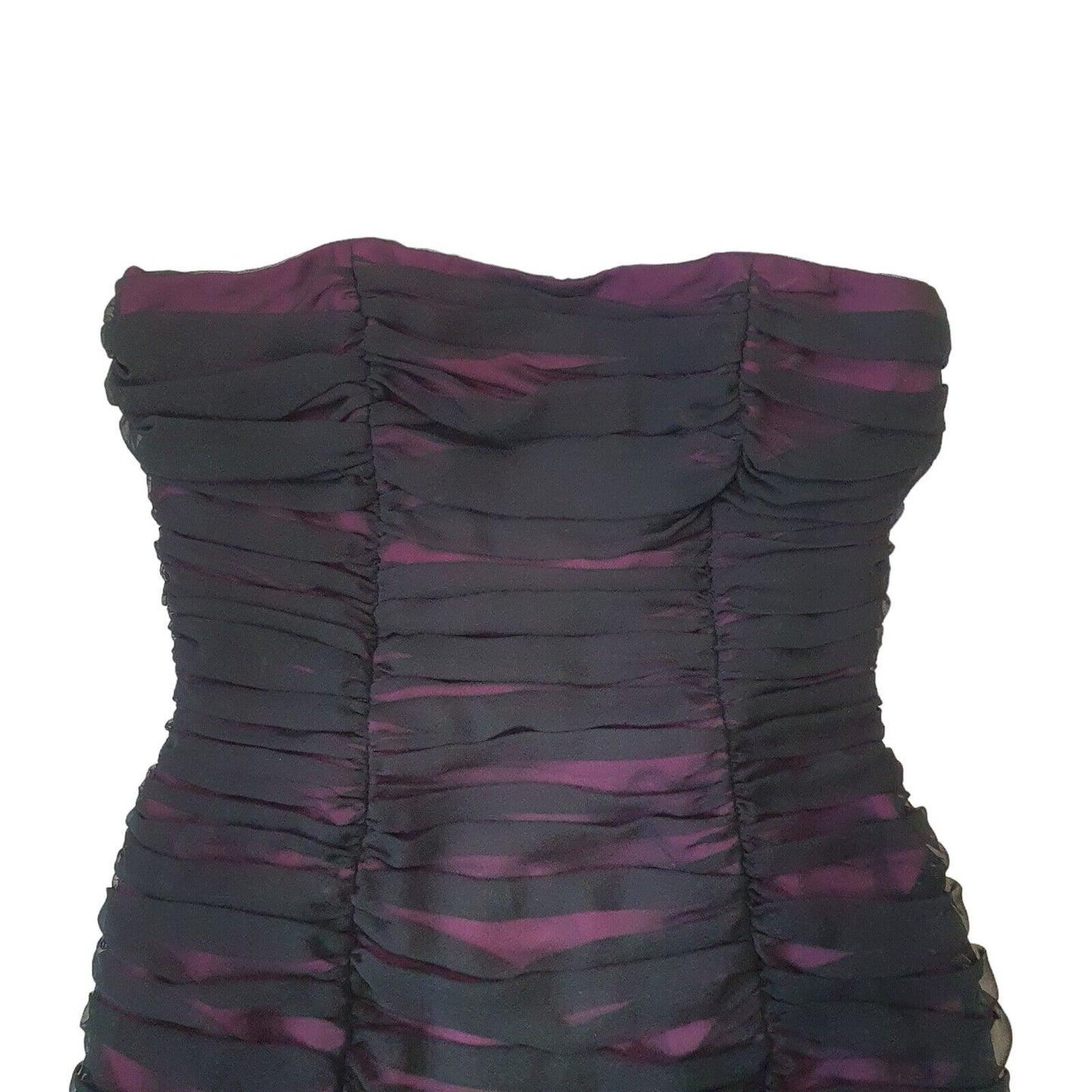 Next Vintage 90s Black & Pink Rouched Strapless Evening Dress Womens UK Size 12