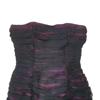 Next Vintage 90s Black & Pink Rouched Strapless Evening Dress Womens UK Size 12