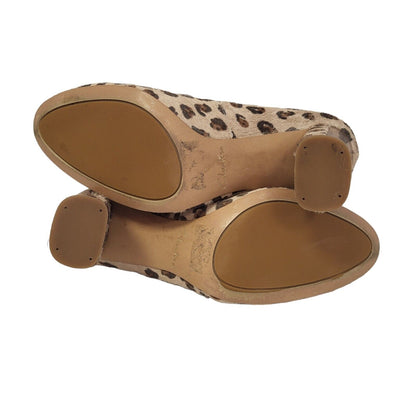 Clarks Beige Animal Print Vintage Slip-on Heels Shoes Uk Women's Size 6 ?